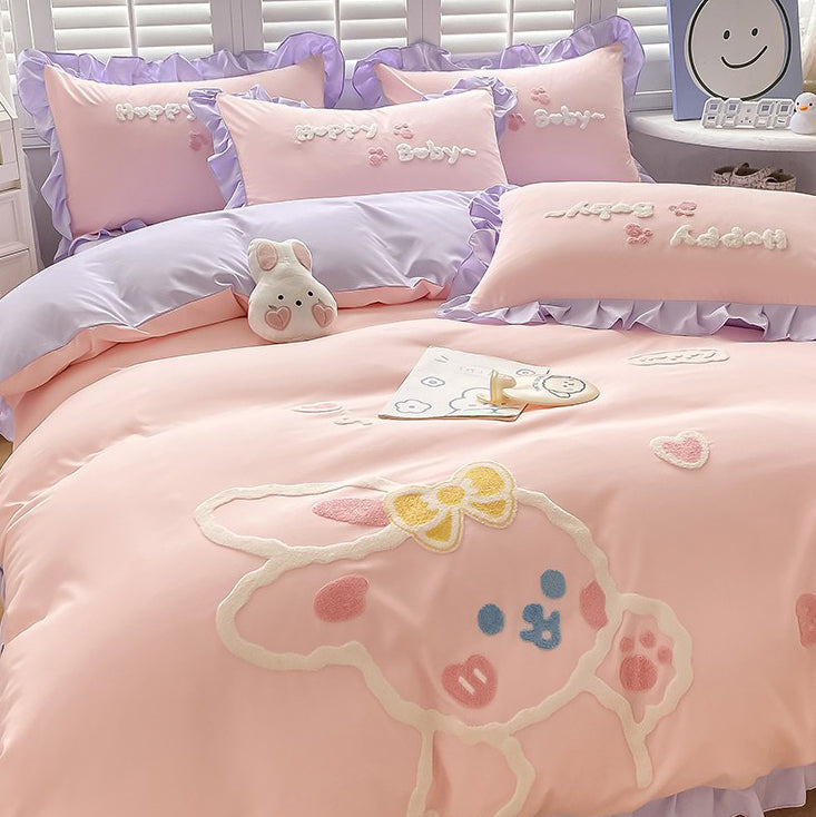 Cute Cartoon Rabbit Cotton Bedding Set