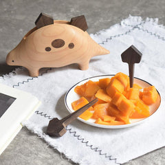 Stegosaurus Fruit Fourchette Fourchette à dessert en bois faite à la main Décoration de table