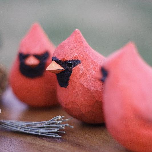 Northern Cardinal Bird Figurines Hand Carved Painted Wooden