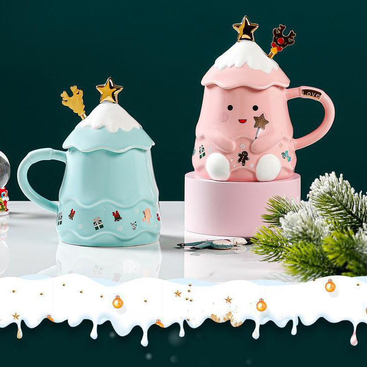 Tasse en céramique en forme de sapin de Noël mignon