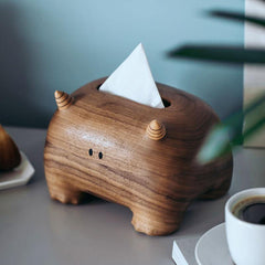 Tissue Box Cover Big Horned Monster Handmade Wooden Tissue Holder