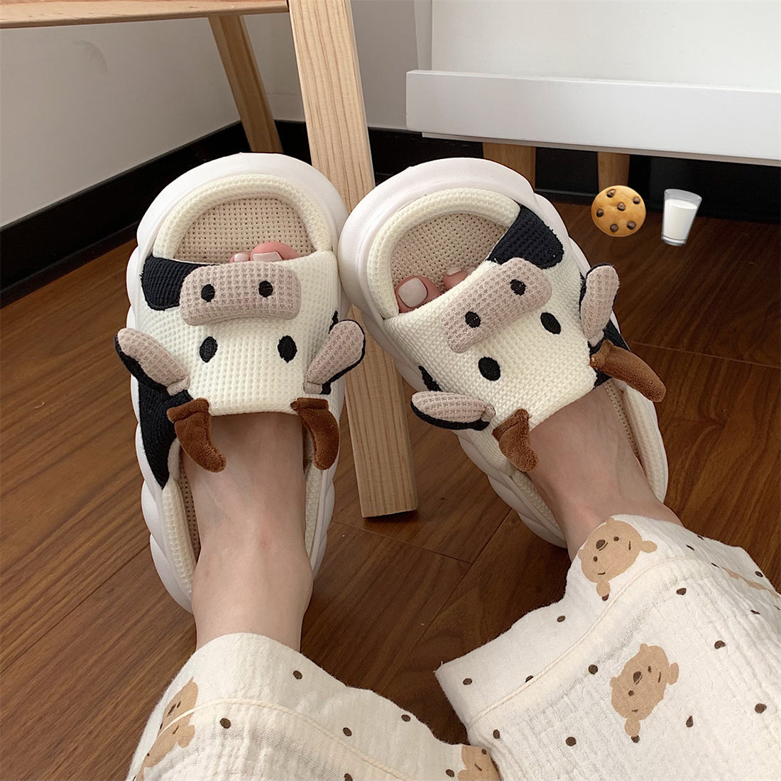 Kawaii Cow Linen Summer Sandals