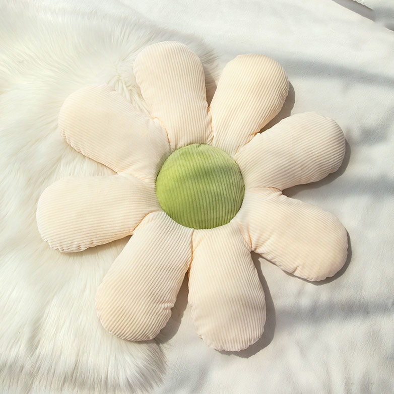 Coussin d'oreiller doux en peluche fleur de marguerite