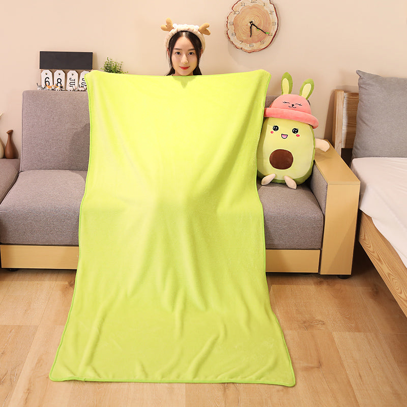 Green Avocado Plush Toy with Blanket