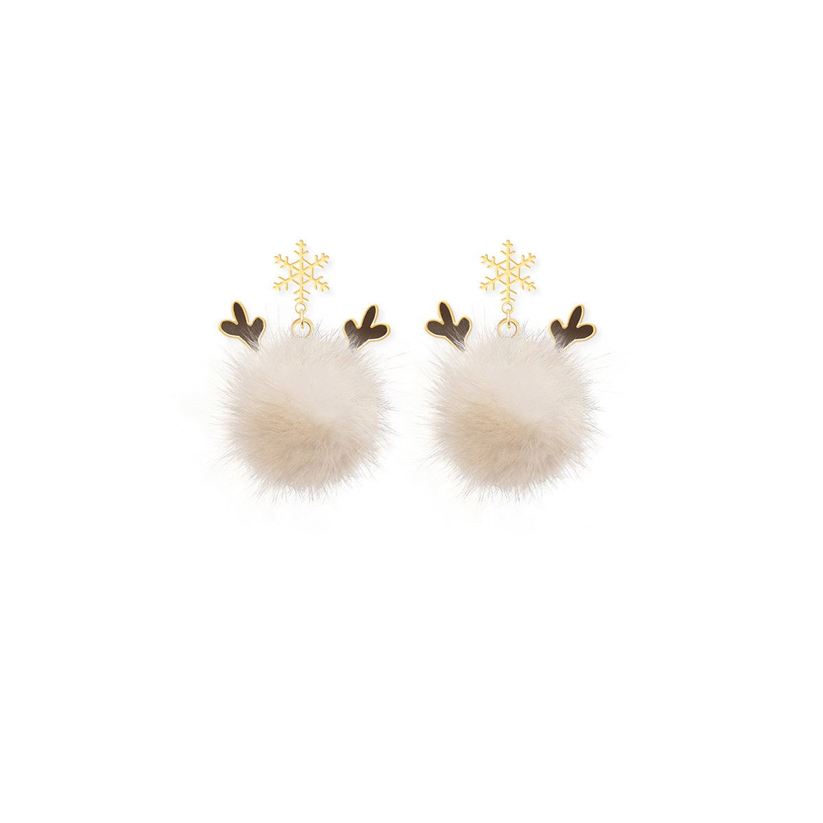 Cute PomPom Reindeer Dangle Earrings