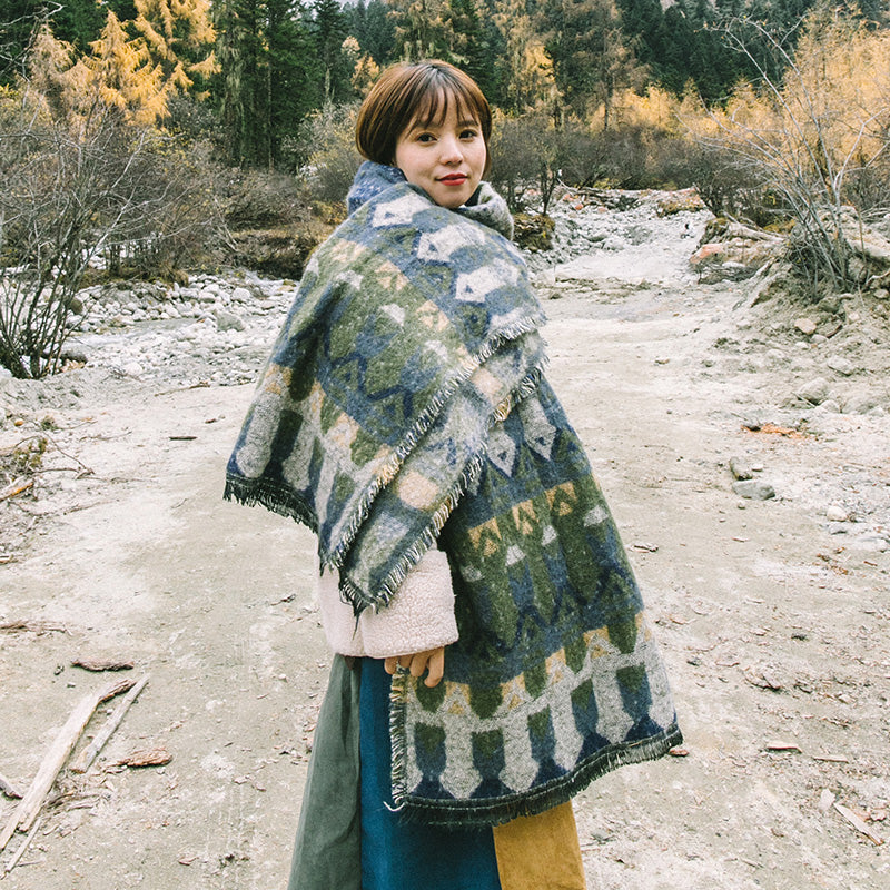 Ethnic Tibetan style versatile shawls, cloaks and blankets scarf