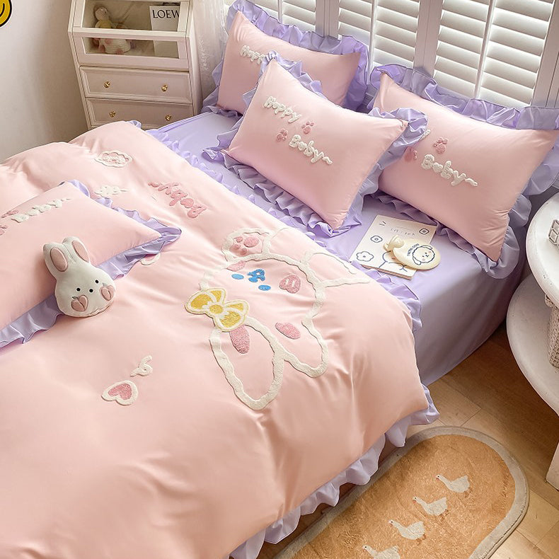 Cute Cartoon Rabbit Cotton Bedding Set