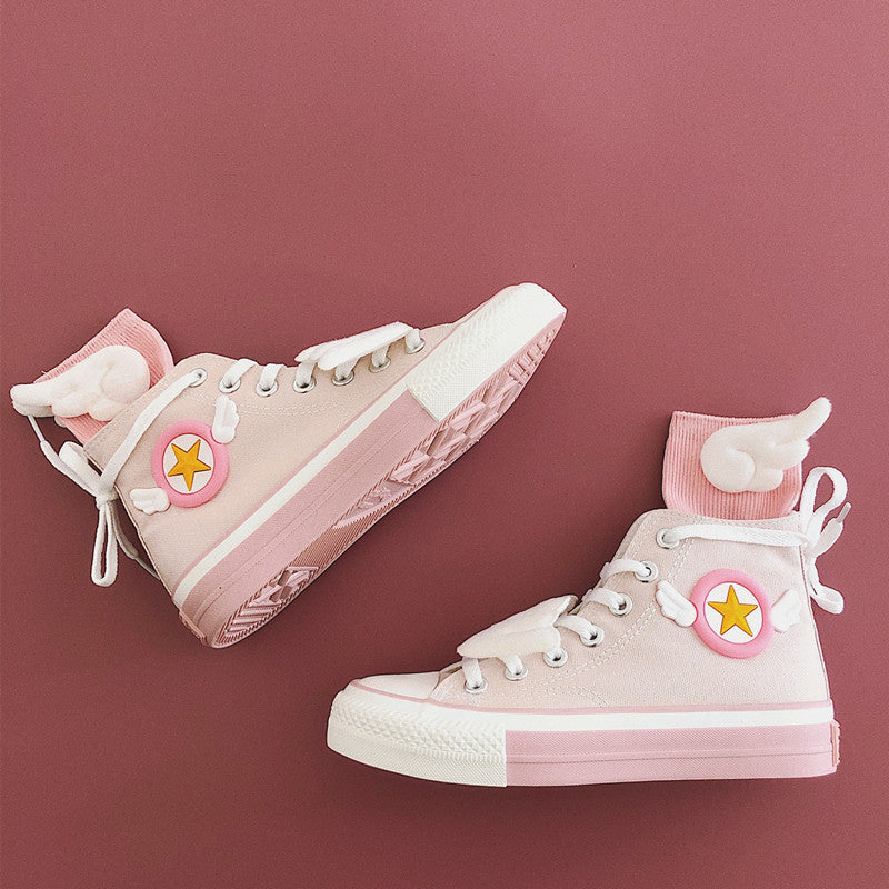 Baskets montantes roses avec chaussettes Wing