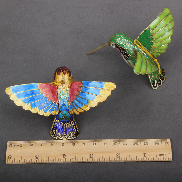 Cloisonné-Kupfer-Eisvogel-Kolibri-Anhänger. Filigrane Weihnachtsbaum-Anhänger-Kollektion 