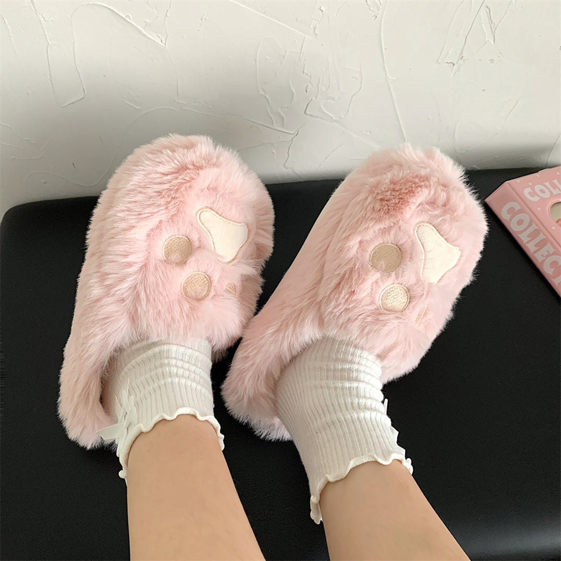 Big Kitty Paw Fur Home Slippers