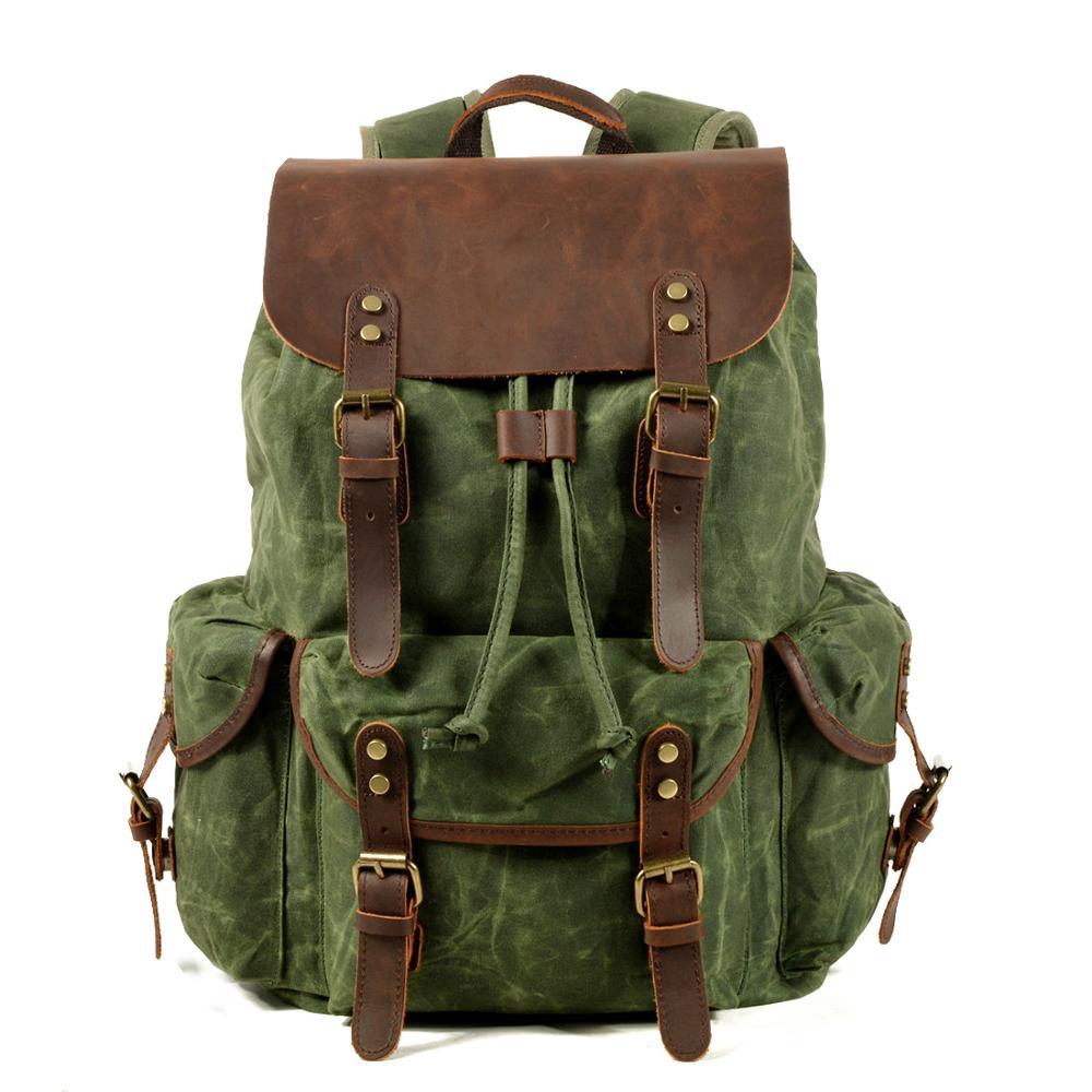 Mochila de lona para hombre, bolso de viaje, bolso de hombro, mochila vintage, mochila informal duradera, bolso de cuero grande para regalo