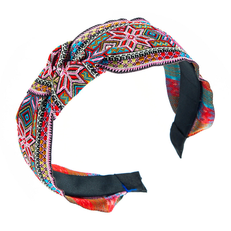 Retro Ethnic Style Embroidery Knotted Fabric, Hairband Femininity, Simplicity, Online Celebrity Hair Pressure Headband