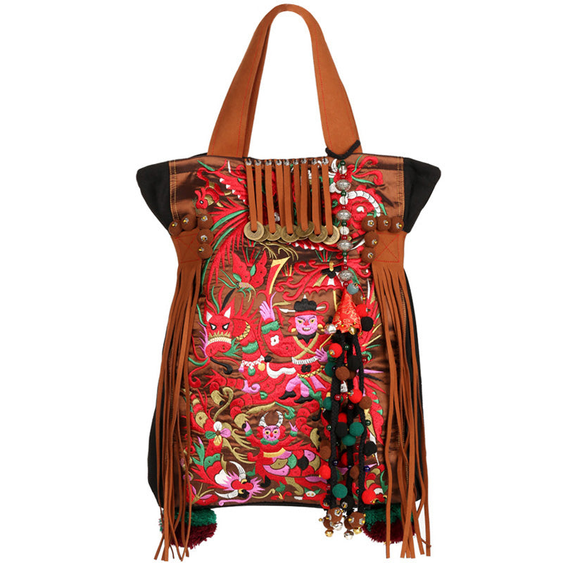 Original Ethnic Style Retro Tibetan Style Embroidery Women's Bag Shoulder Bag Travel Bag Large Capacity Canvas Bag