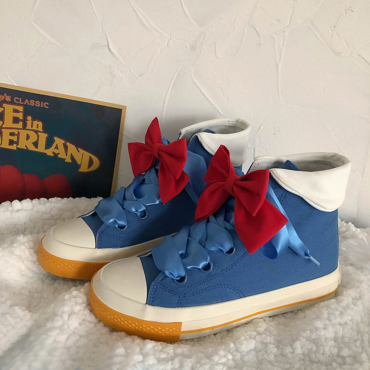 Chaussures Sneaker Princess Blue Red Bow High Ankle