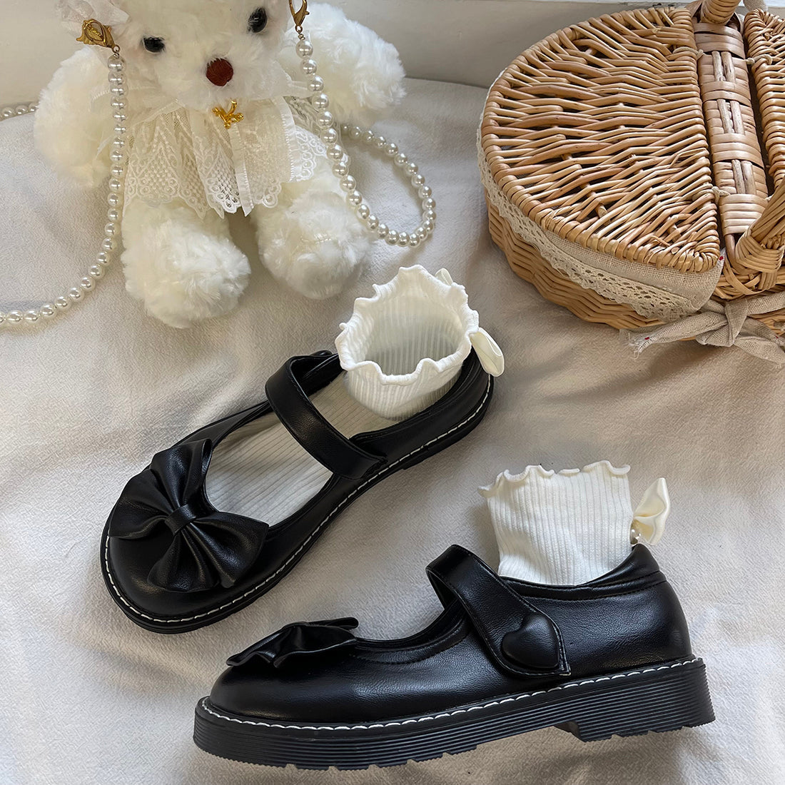 Chaussures rondes à nœud avant Lolita