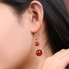 Red Agate Vintage Tibetan Earrings