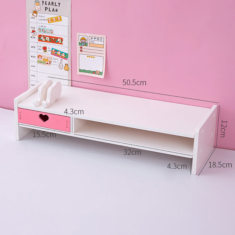 Kawaii Herzen Rosa Schreibtisch-Organizer aus Holz