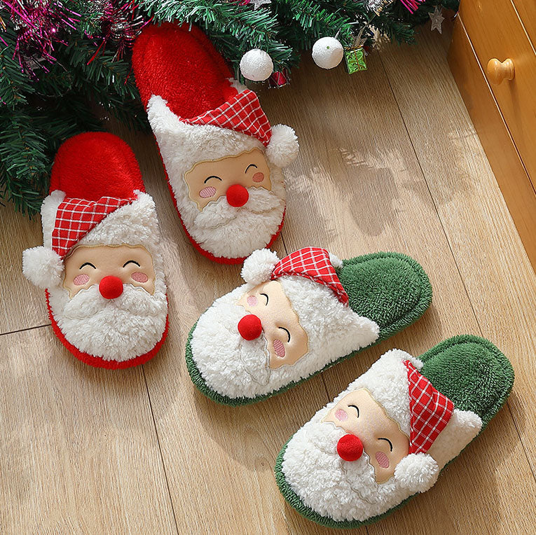 Cute Christmas Santa Claus Plush Slippers