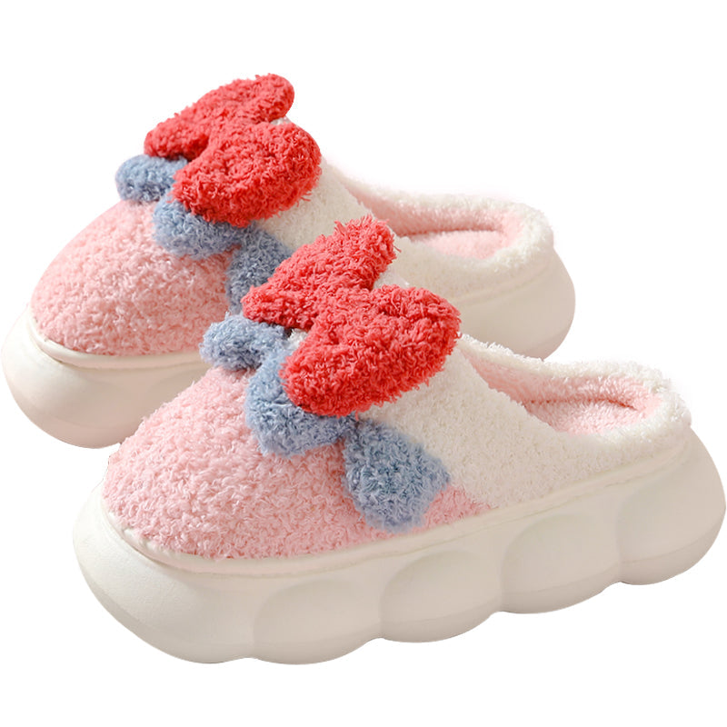 Chaussons en peluche Bowknot