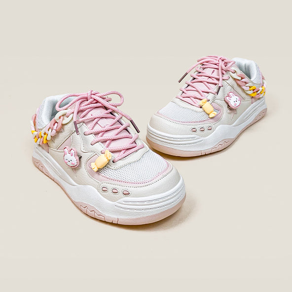 Star Bunny Chain ColorBlock Casual Sneakers