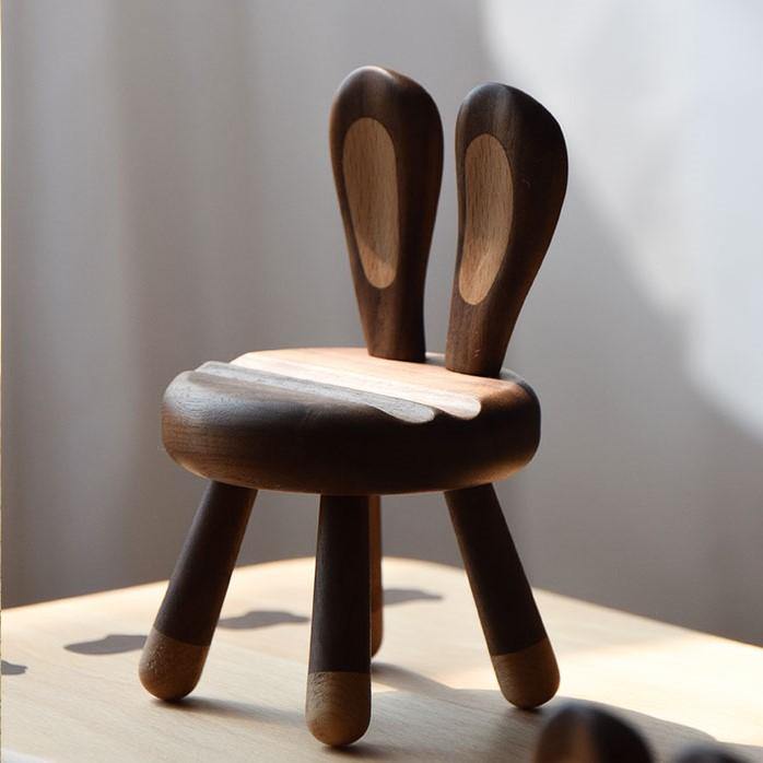 Cell Phone Stand Handmade Wooden Rabbit Ear Chair Unique Phone Stand