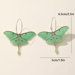 Pendientes de polilla de mariposa verde acrílico Simple a la moda, pendientes de personalidad de alta calidad para mujer