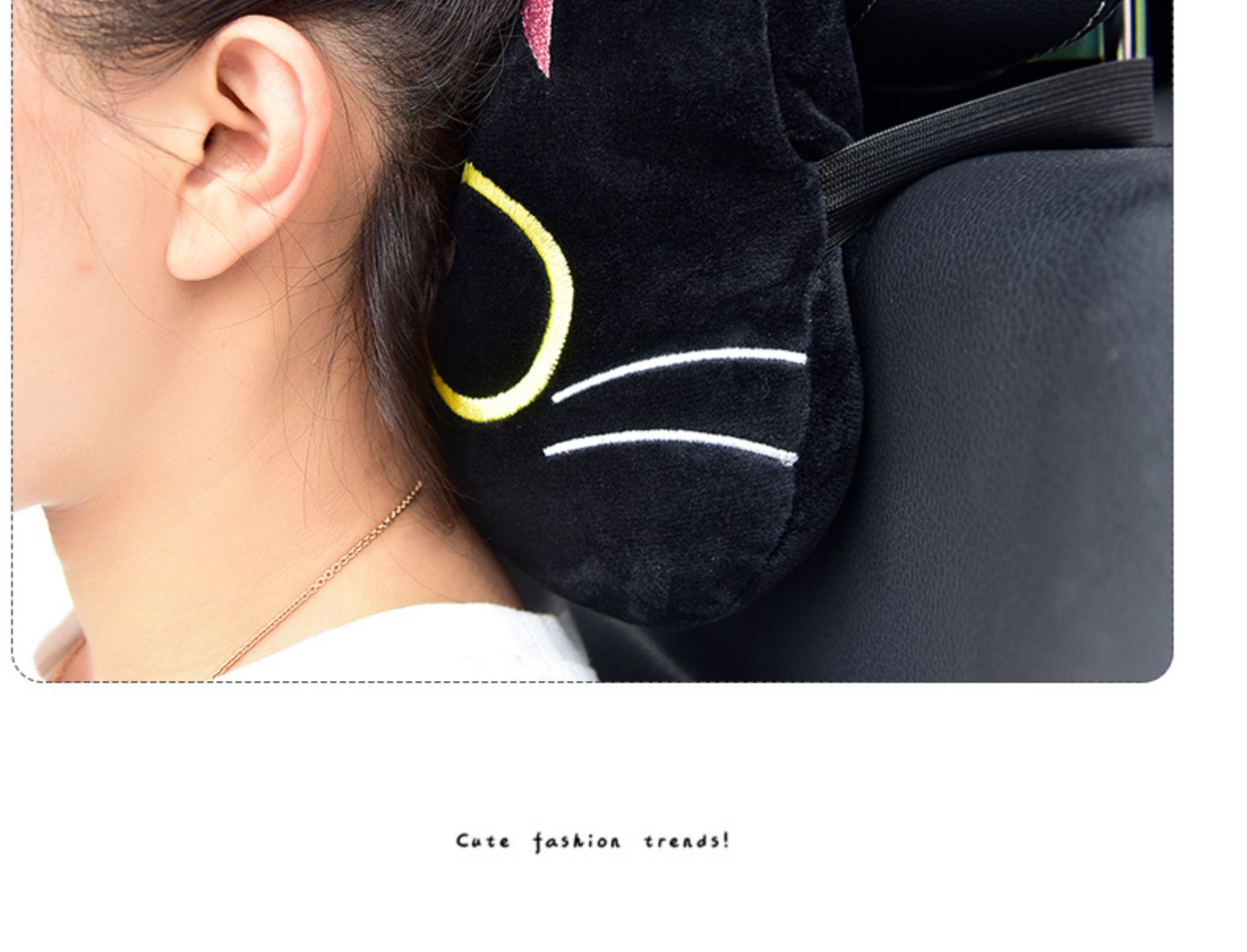 Accesorios para coche Kawaii Cute Cat- Almohada para el cuello