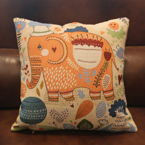 Ethnic style elephant pillowcase double-sided embroidered pillowcase sofa cushion