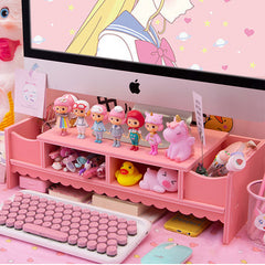 Kawaii Laptop Wood Shelf Desk Organiser