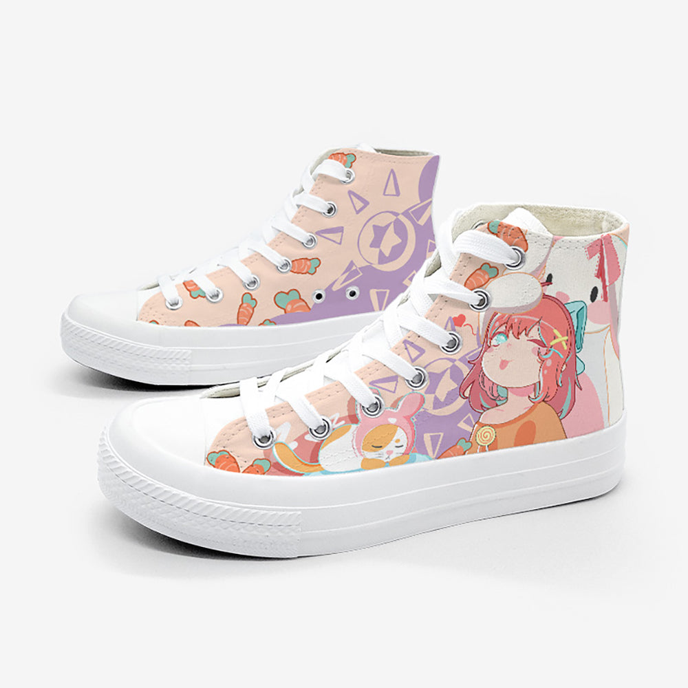 Kawaii Poi Poi Anime Girl Print Sneakers alte alla caviglia