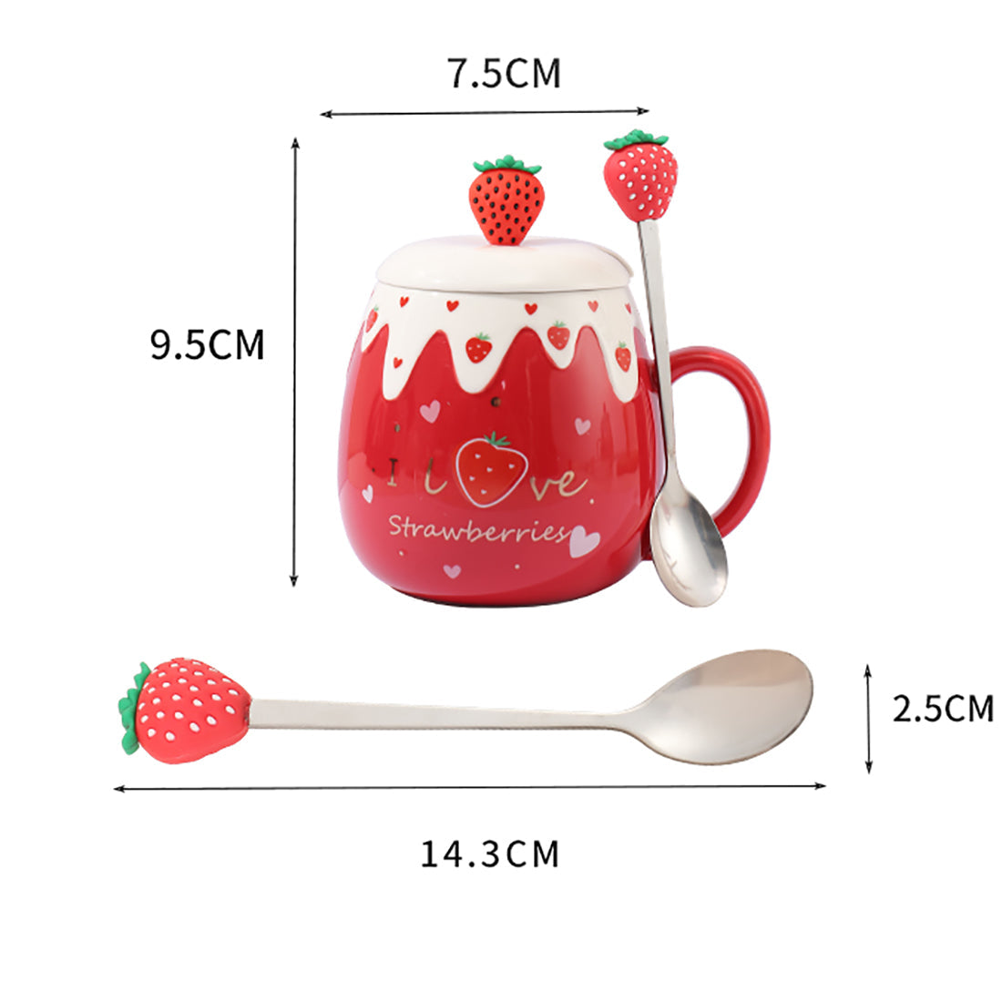 Cute Strawberry Cup with Spoon