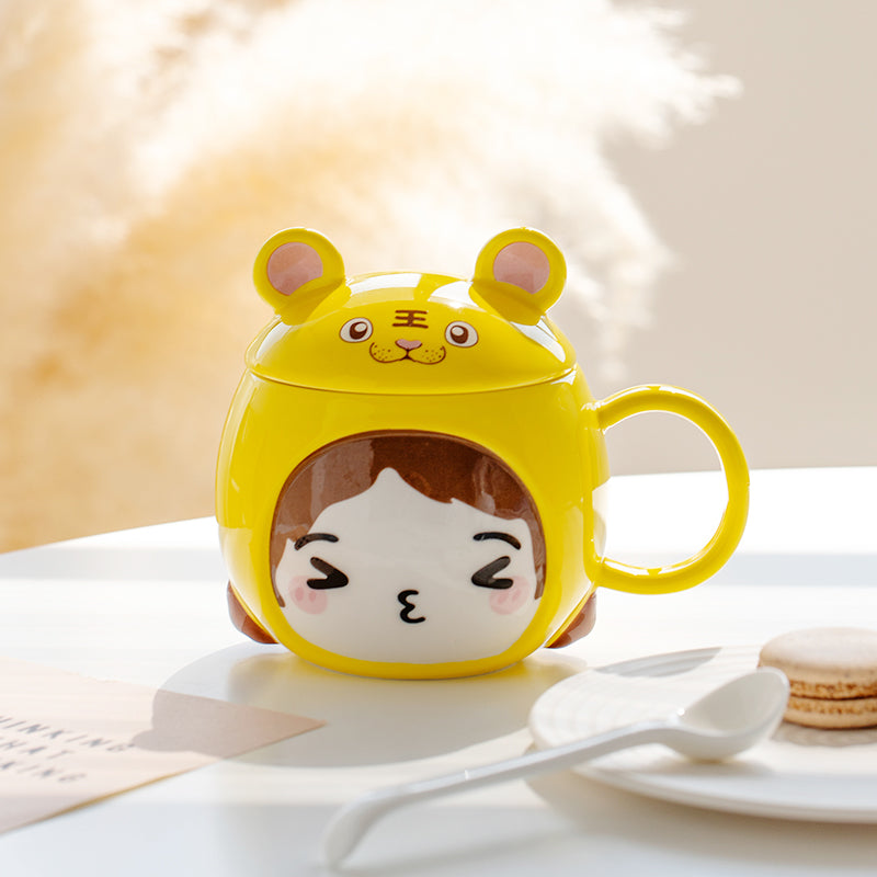 Cute Girl Ceramic Mug With Lid