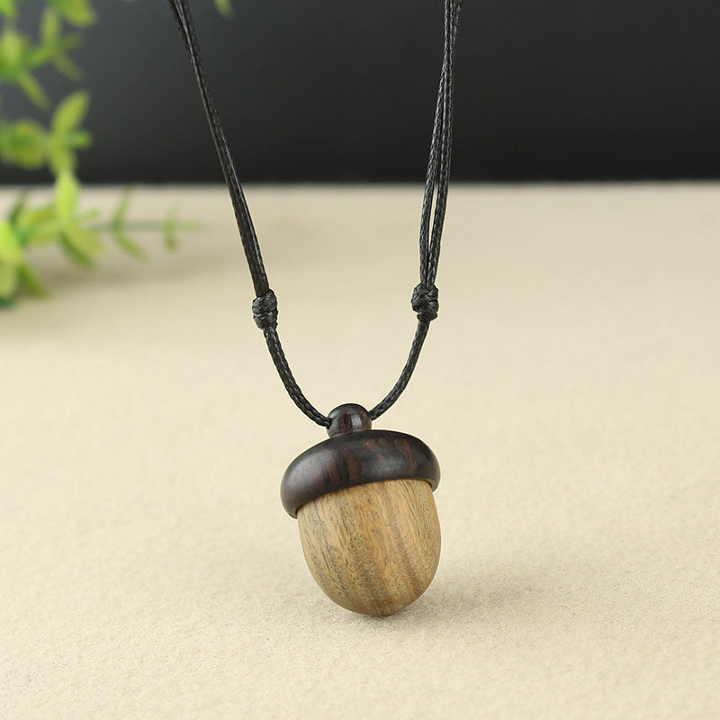 Vintage ebony acorn pendant simple literary accessories