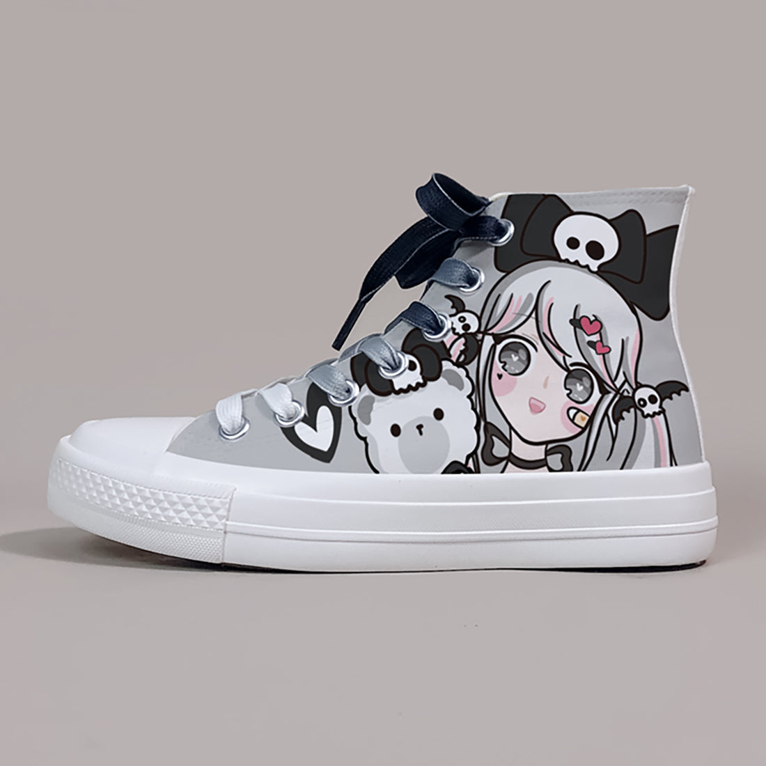 High-Top-Canvas-Sneaker für Mädchen mit dunklem Tiermotiv