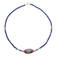 Nepalese Tibetan jewelry Bohemian necklace female clavicle chain bracelet brass lapis lazuli retro ethnic style