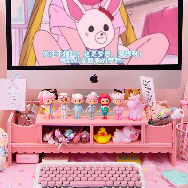 Kawaii Laptop Wood Shelf Desk Organiser