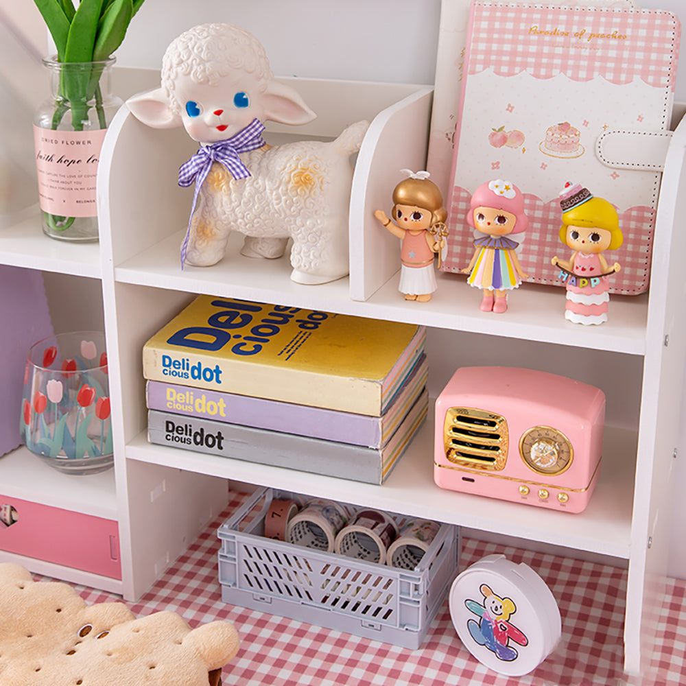 Kawaii Cream White Mini Desk Shelf Organizer