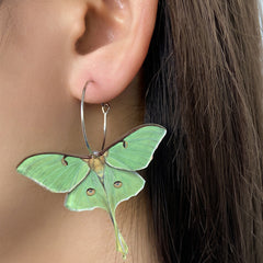 Pendientes de polilla de mariposa verde acrílico Simple a la moda, pendientes de personalidad de alta calidad para mujer