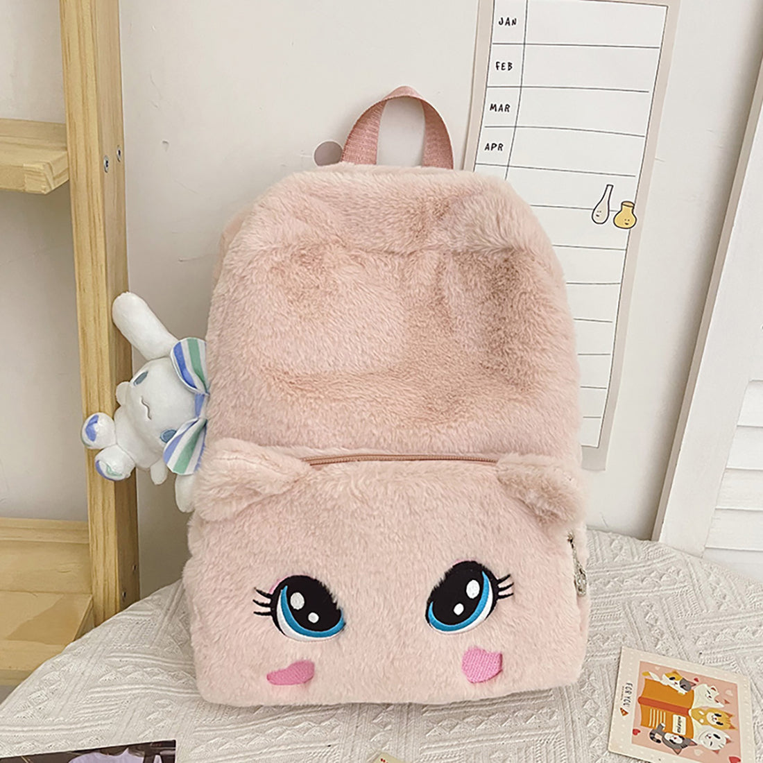 Cute Cat Eyes Furry Backpack