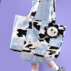 Cow Pattern Block Tote Bag