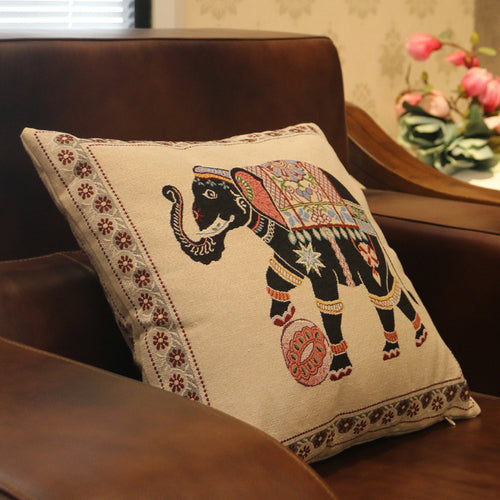 Ethnic style elephant pillowcase double-sided embroidered pillowcase sofa cushion