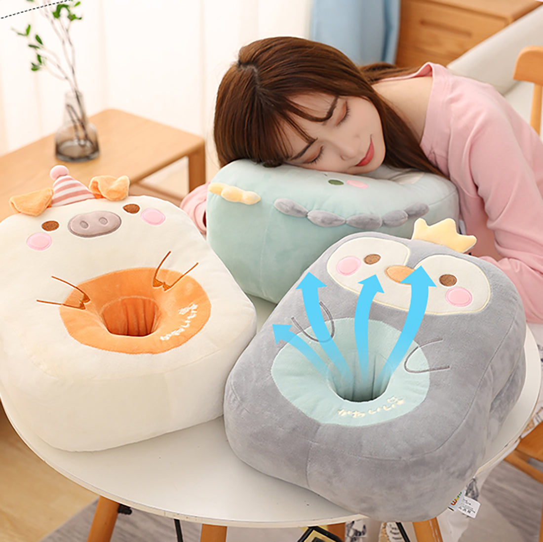 Coussins en peluche carrés Comfy Animals Donuts