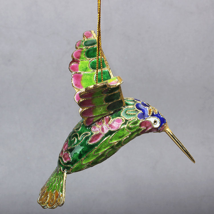 Cloisonne Copper Bodied Kingfisher Hummingbird Pendant Filigree Christmas Tree Pendant Collection