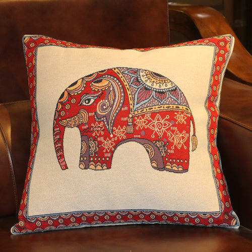 Ethnic style elephant pillowcase double-sided embroidered pillowcase sofa cushion