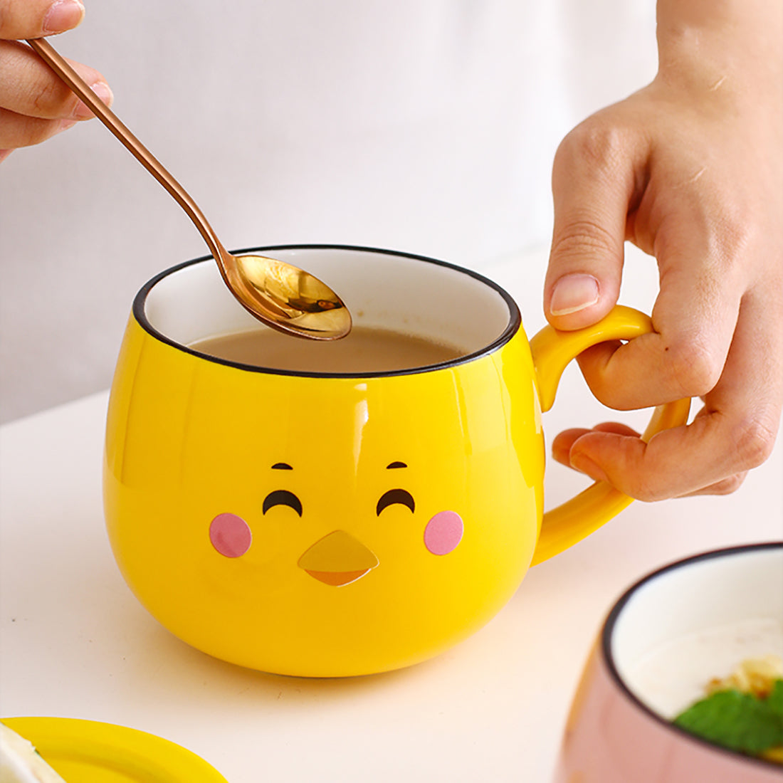 Tasse en céramique de poussin de grenouille d'ours de lapin de dessin animé mignon