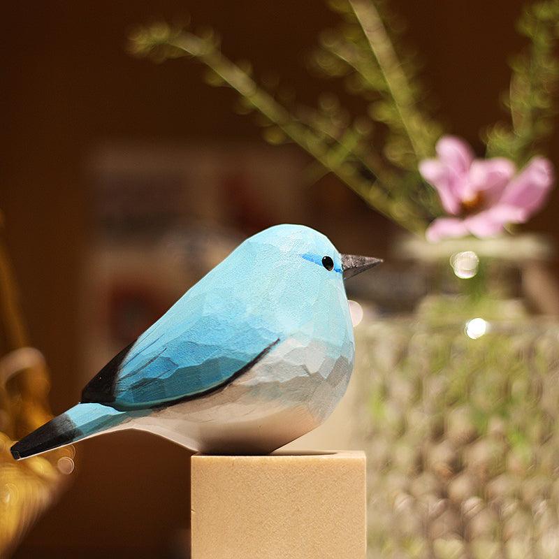 1st Gen Mountain Bluebird Figurines sculptées à la main en bois peint