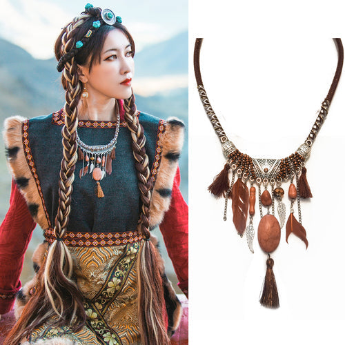 Ethnic Style Tibetan Short Clavicle Necklace, Neck Chain, Collar