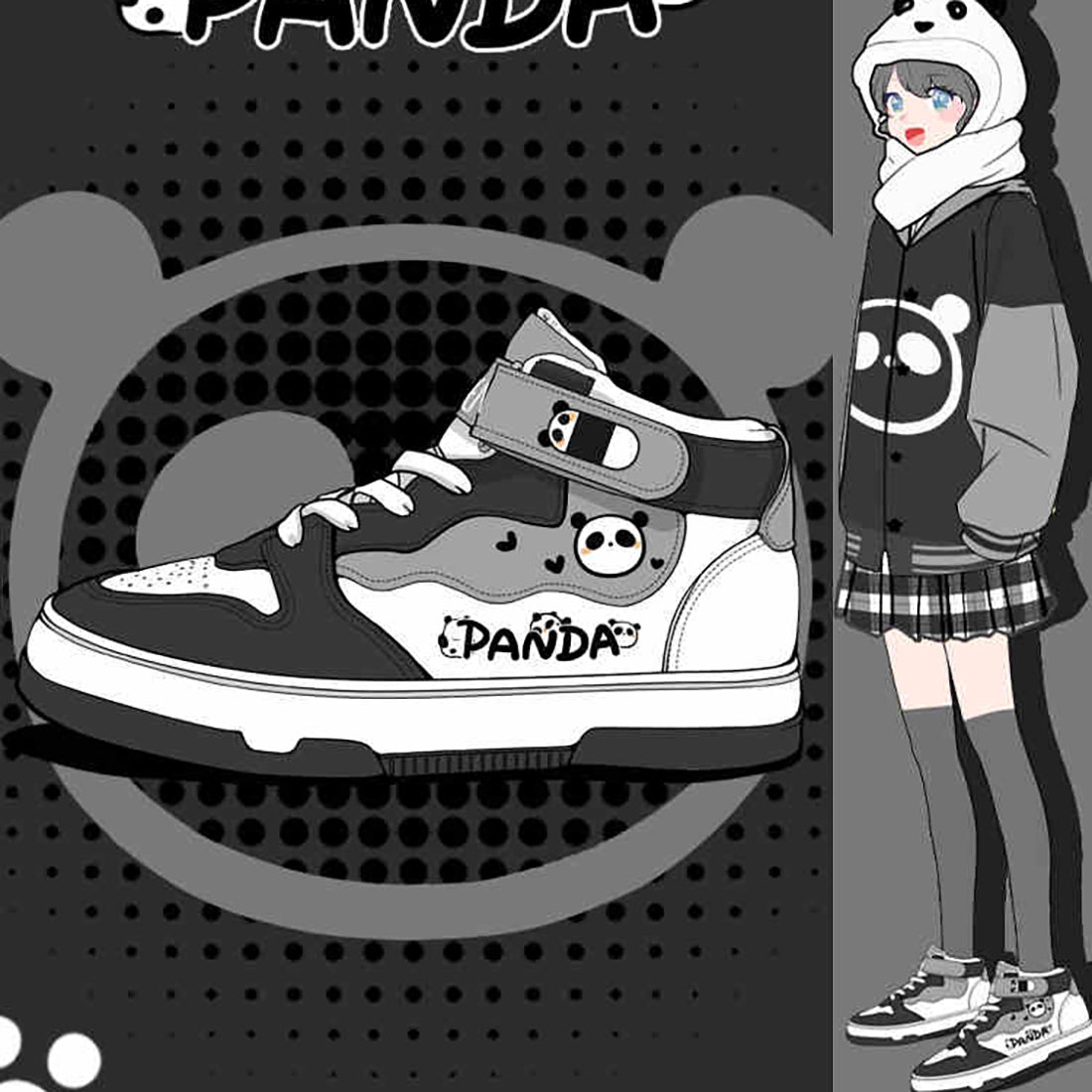 Panda-Plateau-Innenfleece-Sneaker