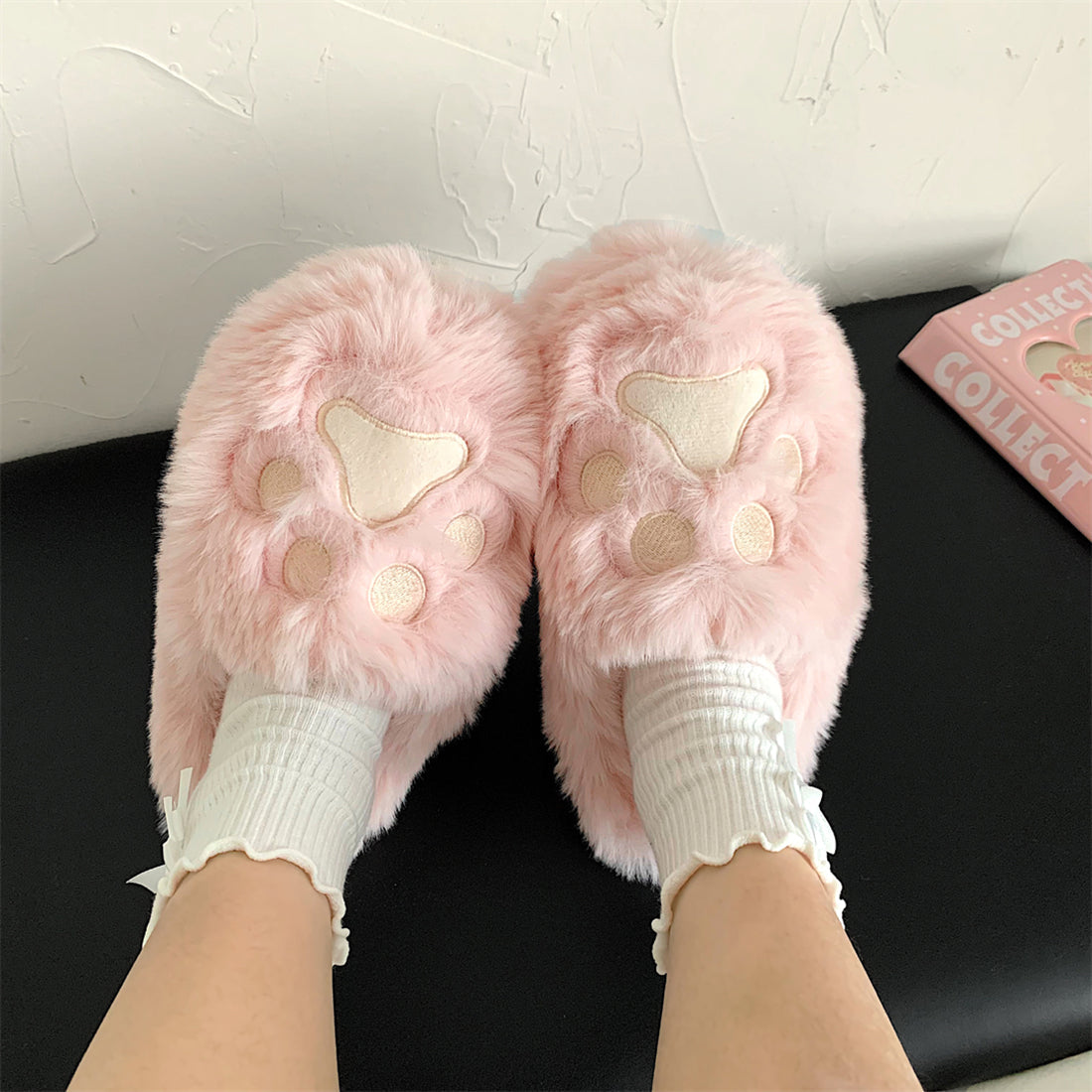 Big Kitty Paw Fur Home Slippers