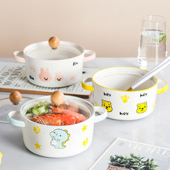 Cute Bunny Dinosaur Love Heart Ceramic Bowl With Lip